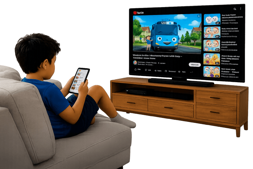 Child passively watching screen time