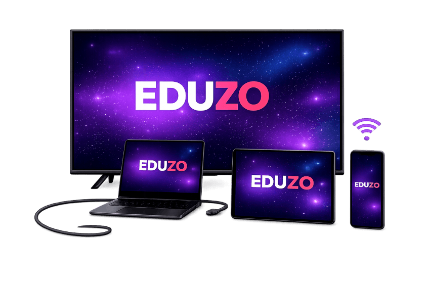 Eduzo device connected to a TV, mobile, or iPad