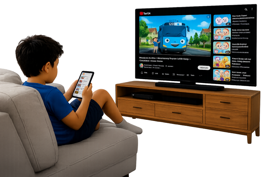 Child passively watching screen time